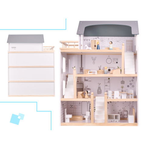 Drevený domček pre bábiky + nábytok 80cm