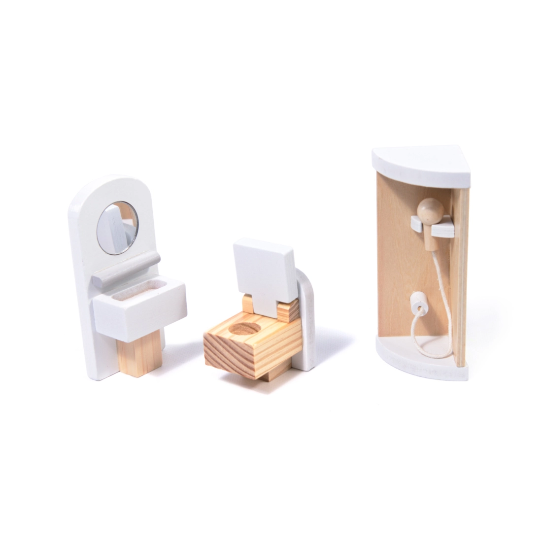 Drevený domček pre bábiky s LED osvetlením + nábytok 78cm