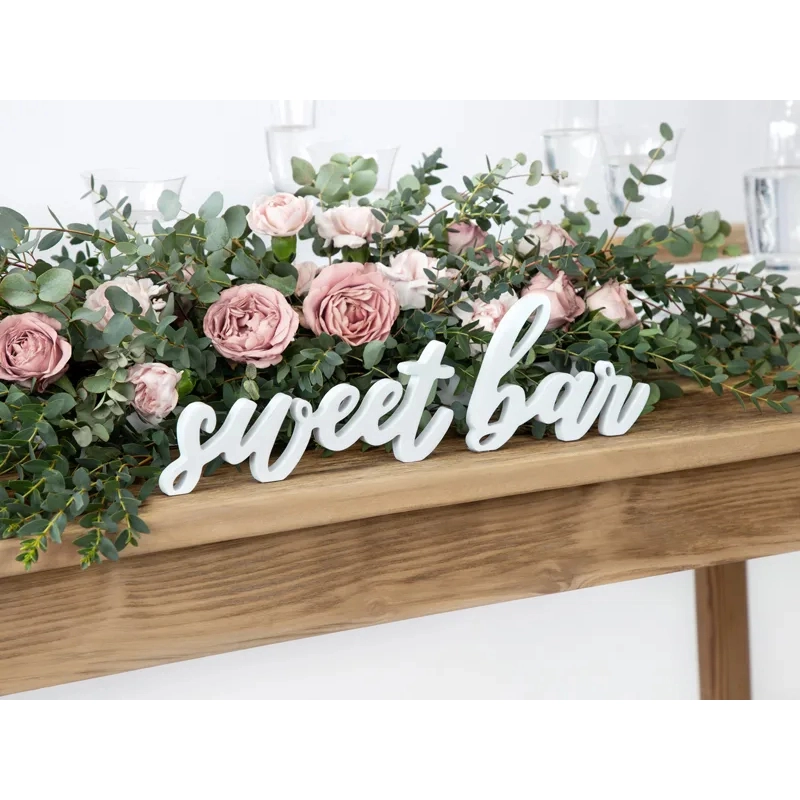 Fa felirat Sweet bar – fehér, 37×10 cm