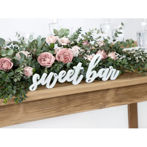Fa felirat Sweet bar – fehér, 37×10 cm Fa felirat Sweet bar – fehér, 37×10 cm