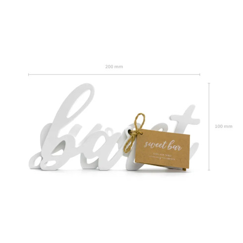 Fa felirat Sweet bar – fehér, 37×10 cm Fa felirat Sweet bar – fehér, 37×10 cm