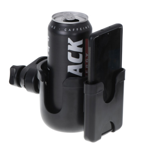 Držiak telefónu a fľaše na kočík - čierny