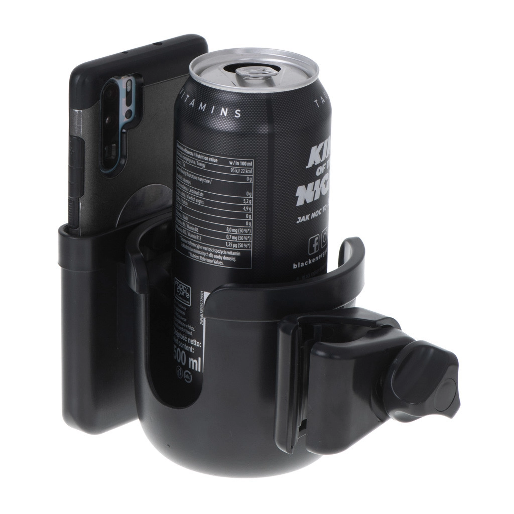 Držák telefonu a láhve na kočárek - černý