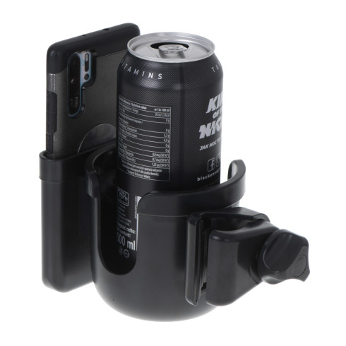 Držiak telefónu a fľaše na kočík - čierny