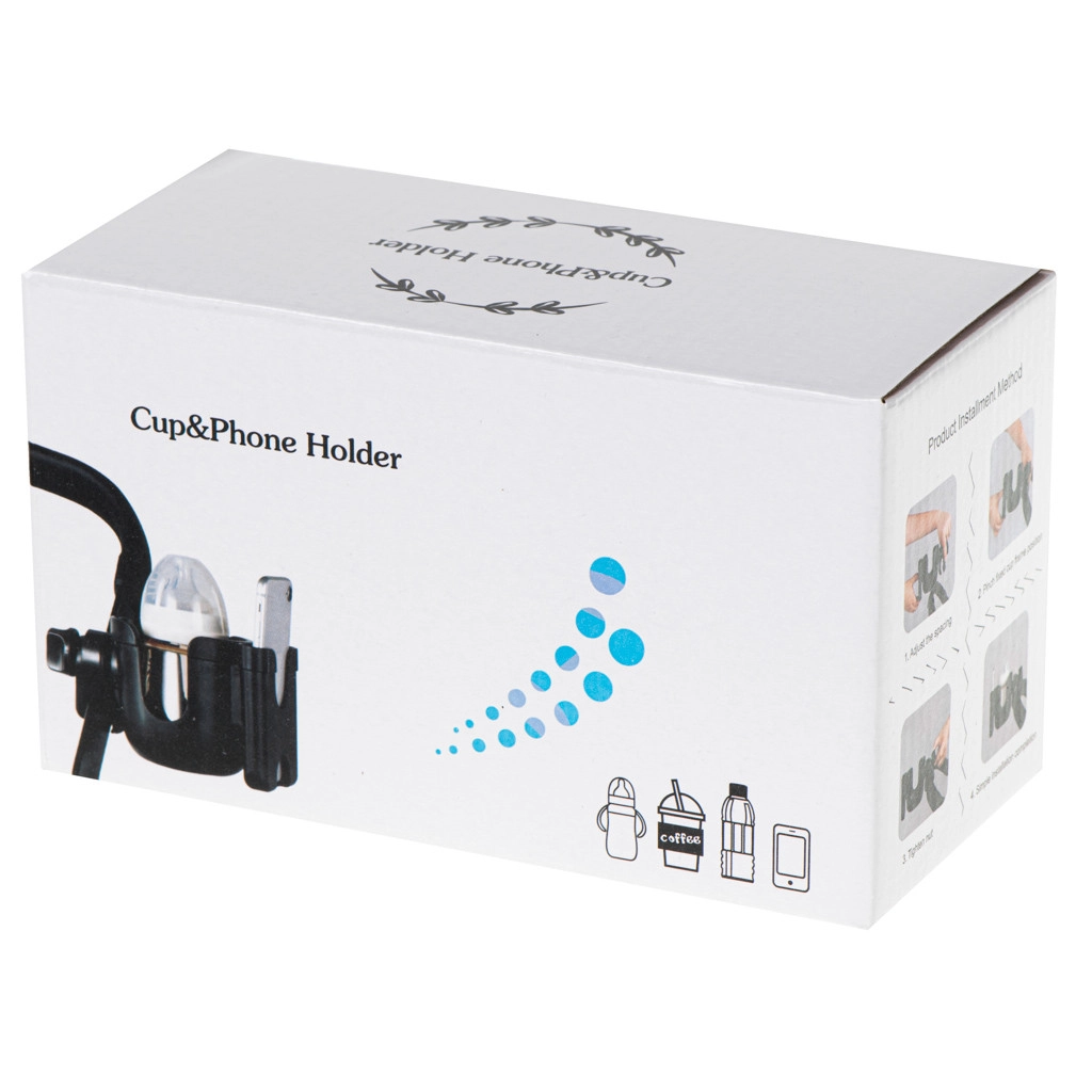 Držák telefonu a láhve na kočárek - černý