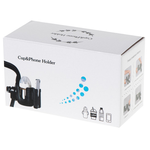 Držiak telefónu a fľaše na kočík - čierny