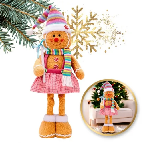 Figurka Paní Perníková s teleskopickýma nohama 52 cm z plyše