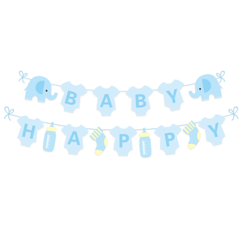 Girlanda Baby Shower modrý sloník 300 cm