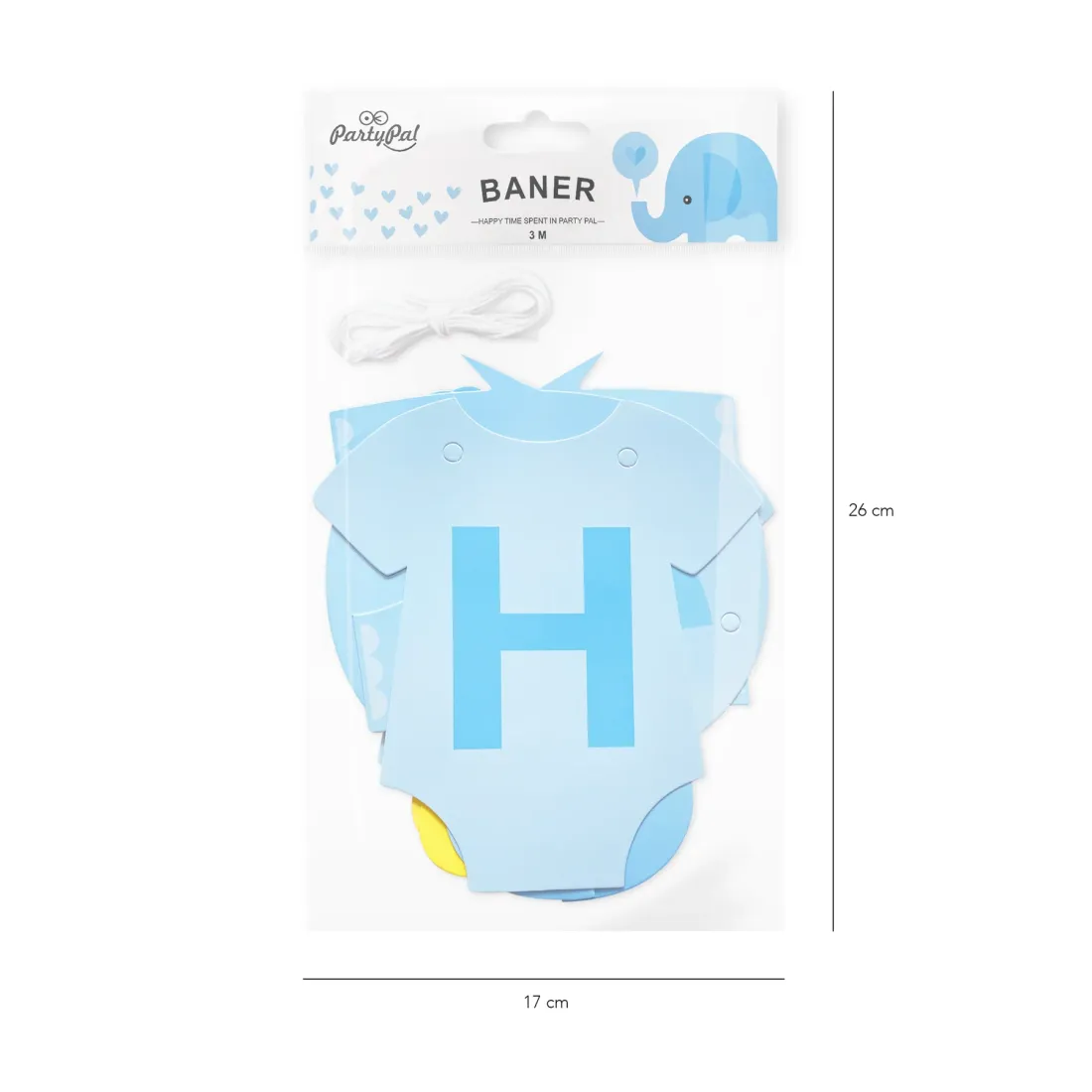 Ghirlandă Baby Shower, elefănțel albastru, 300 cm