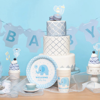 Girlanda za baby shower – modri slonček 300 cm