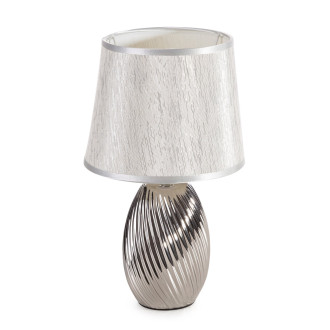 Keramická dekoratívna lampa Jolie zdobená reliéfnym vzorom - strieborná