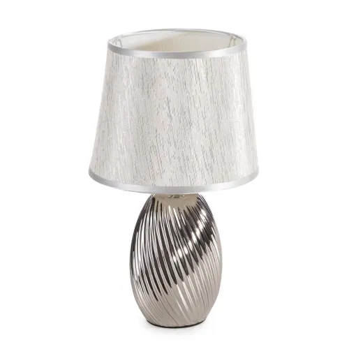 Keramická dekoratívna lampa Jolie zdobená reliéfnym vzorom - strieborná