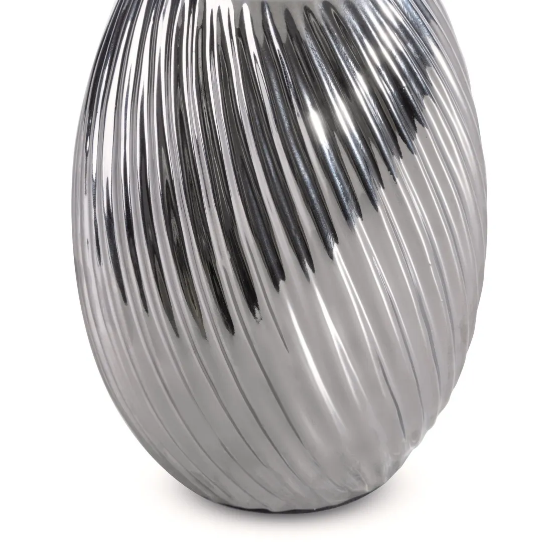 Keramická dekoratívna lampa Jolie zdobená reliéfnym vzorom - strieborná