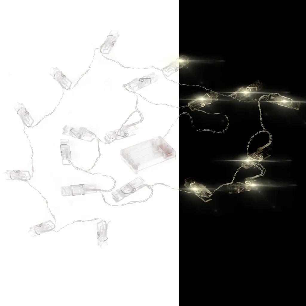 Led kolíčky na fotografie, 1,5m 10 led teplá bílá