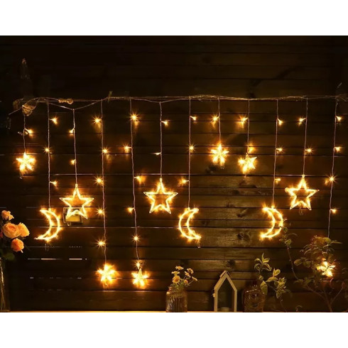 LED závěsná světla hvězdy - 2,5m 138 teplá bílá