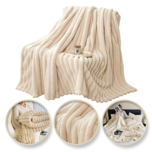 Měkká plyšová přikrývka XL 180x200 cm - krémová
