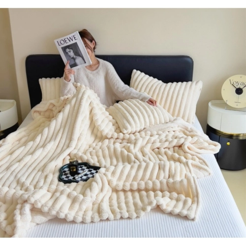 Mäkká plyšová prikrývka XL 180x200 cm - krémová 