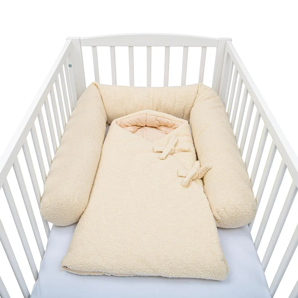 Mantinel do postýlky válec 3v1 New Baby Teddy 180 cm - krémový