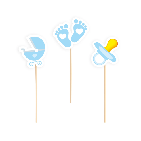 Kék tortadíszek Baby Showerre, 6 db Kék tortadíszek Baby Showerre, 6 db