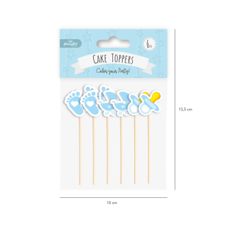 Modri okraski za torto za Baby Shower, 6 kosov