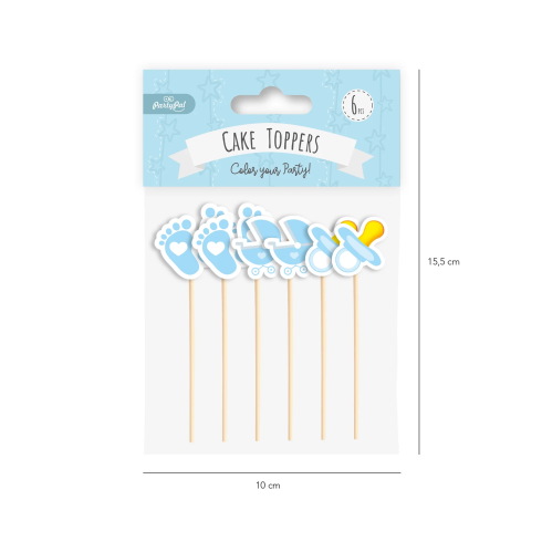 Kék tortadíszek Baby Showerre, 6 db Kék tortadíszek Baby Showerre, 6 db