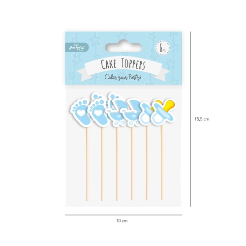 Decorațiuni albastre pentru tort, pentru Baby Shower, 6 buc.