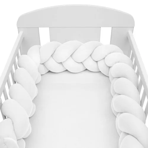 Mušelínový mantinel do postieľky vrkoč New baby 210 cm - biely