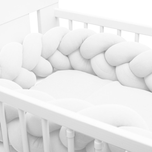 Mušelínový mantinel do postýlky cop New Baby 210 cm - bílý