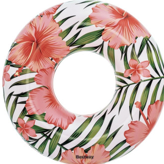 Nafukovacie koleso Bestway 119 cm – tropické kvety, bielo-ružové