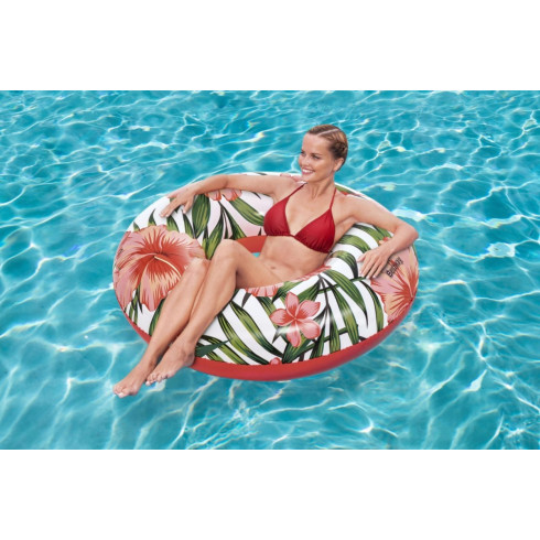 Nafukovacie koleso Bestway 119 cm – tropické kvety, bielo-ružové