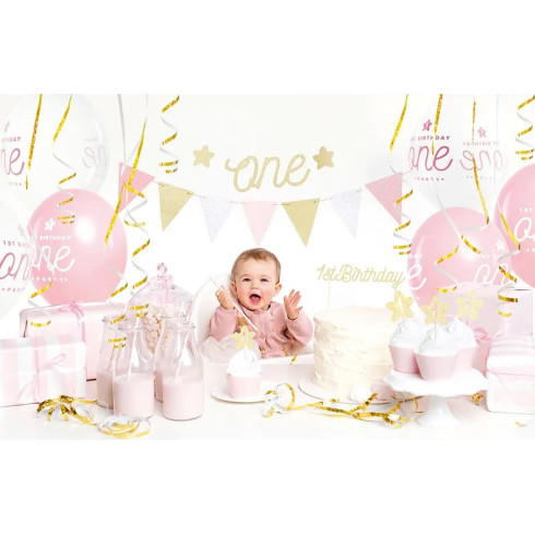 Narodeninové dekorácie k 1. narodeninám set ružová a zlatá