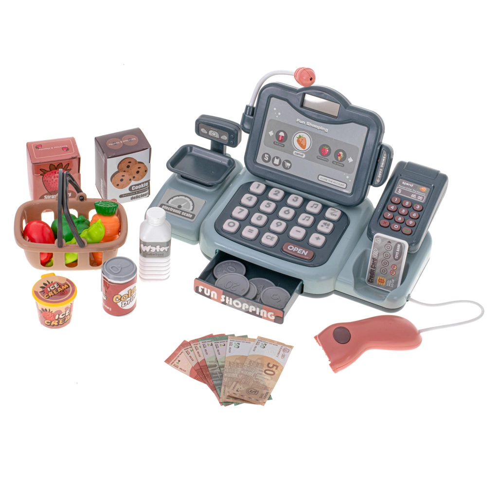 Obchodná pokladňa s nákupným košíkom + príslušenstvo
