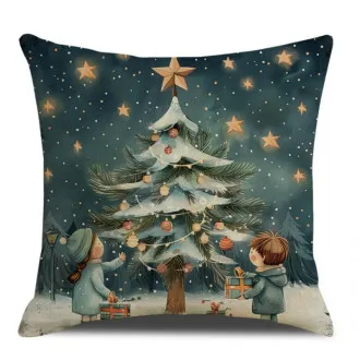 Obliečka na vankúš 45 x 45 cm vianočný motív Boho stromček