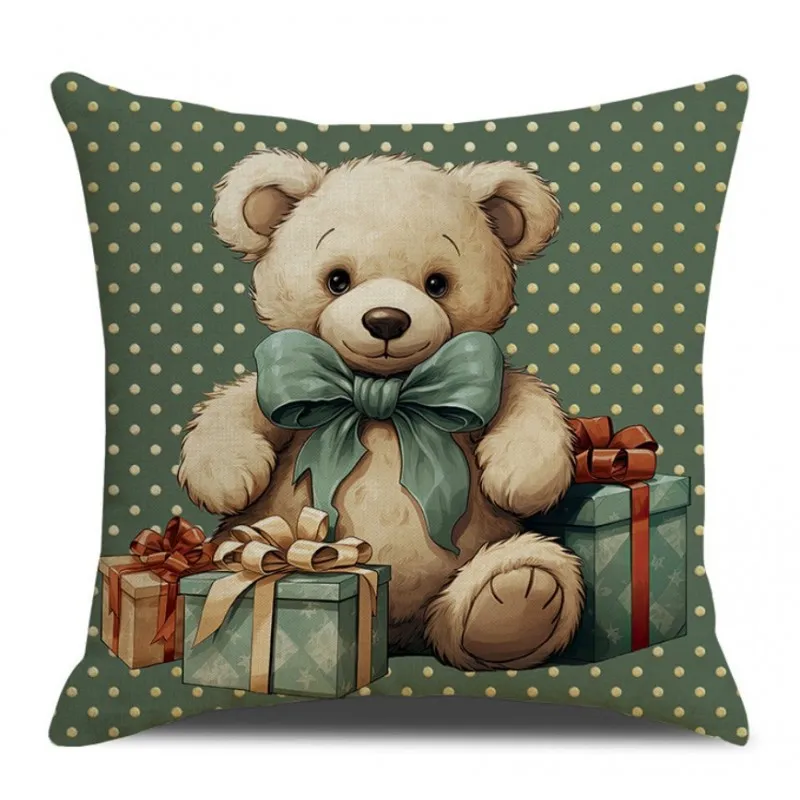 Obliečka na vankúš 45 x 45 cm vianočný motív Macko