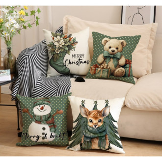 Povlak na polštář 45 x 45 cm vánoční motiv Medvídek
