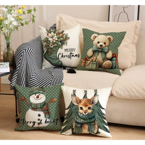 Obliečka na vankúš 45 x 45 cm vianočný motív Macko