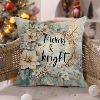 Povlak na polštář 45 x 45 cm vánoční motiv Merry & bright