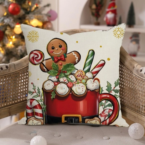 Obliečka na vankúš 45 x 45 cm vianočný motív Perníček