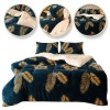 Obojstranná plyšová deka/ prehoz na posteľ 180x220 cm - tmavo modrá so zlatými listami