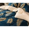 Obojstranná plyšová deka/ prehoz na posteľ 180x220 cm - tmavo modrá so zlatými listami