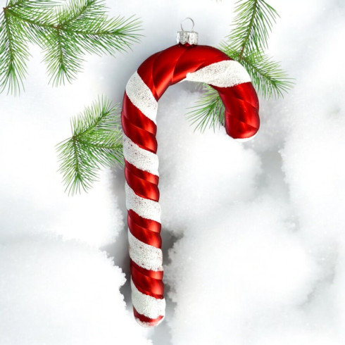 Ozdoba na vánoční stromek lízátko červeno-bílá, 1 ks