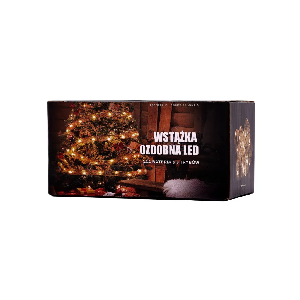 Ozdobná stuha LED páska 10m, 100 LED svetielok na vianočný stromček - teplá biela