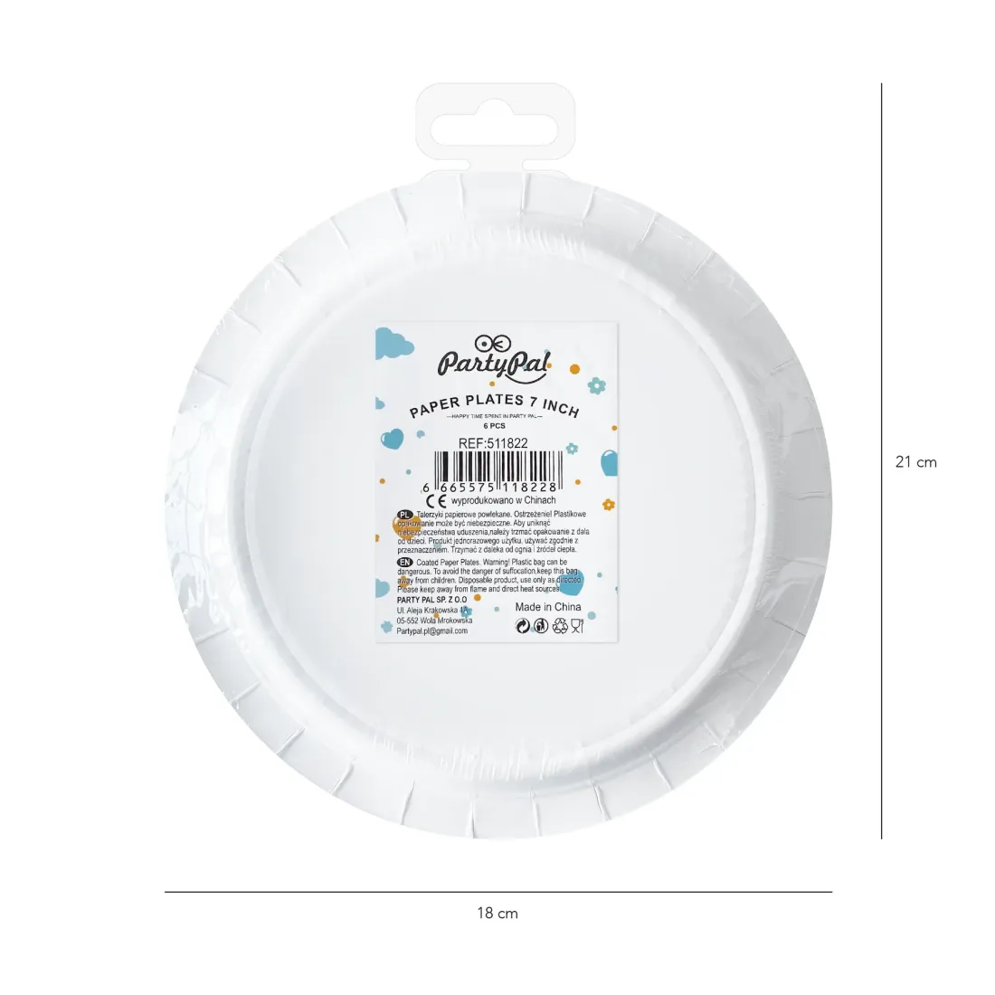 Farfurii din hârtie Baby Shower, barză albastră, 18 cm, 6 buc.