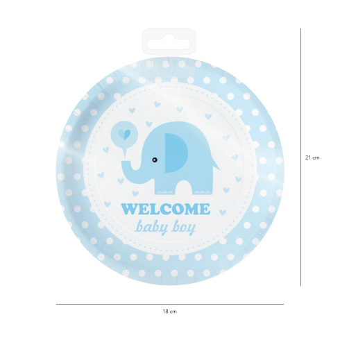Papírtányér Baby Shower kék elefánt, 21 x 18 cm, 6 db Papírtányér Baby Shower kék elefánt, 21 x 18 cm, 6 db
