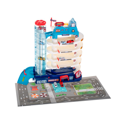 Parkovací garáž 5 pater elektrický výtah + podložka + 8 aut