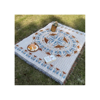 Pletená deka - obojstranný prehoz BOHO  so strapcami 130x180 cm 