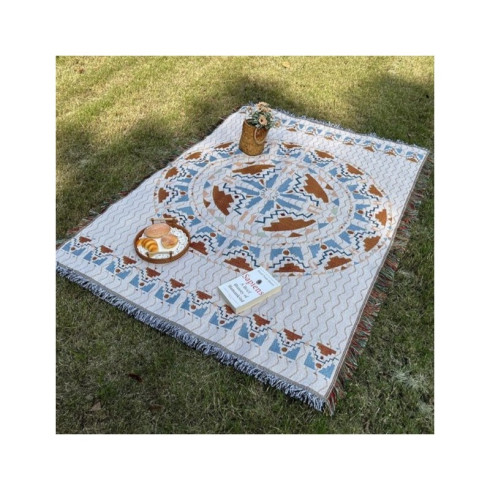 Pletená deka - obojstranný prehoz BOHO  so strapcami 130x180 cm 