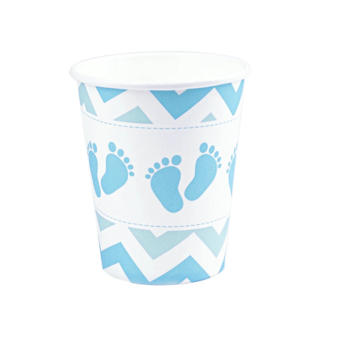 Baby Shower ünnepi pohár Kék Lábnyomok, 220 ml, 6 db Baby Shower ünnepi pohár Kék Lábnyomok, 220 ml, 6 db