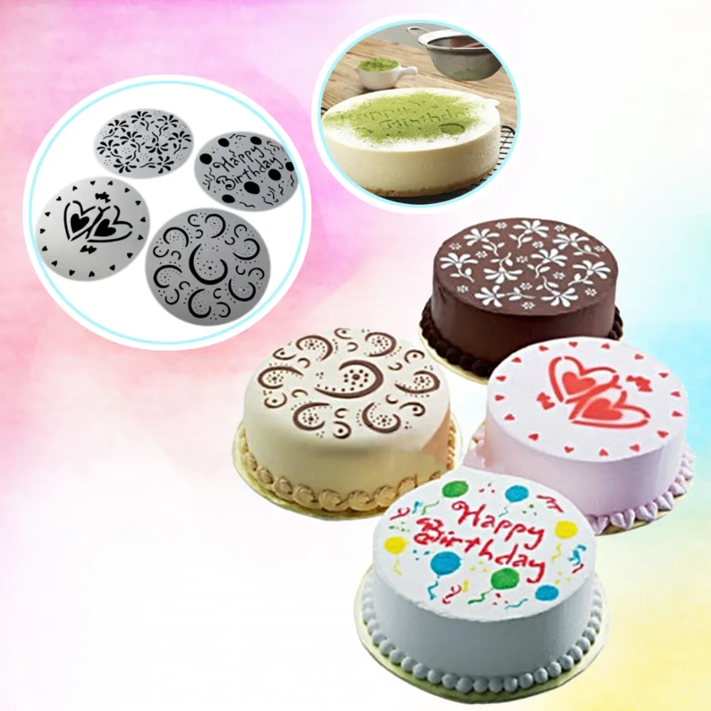 Šablony na zdobení dortu Happy Birthday 4 ks