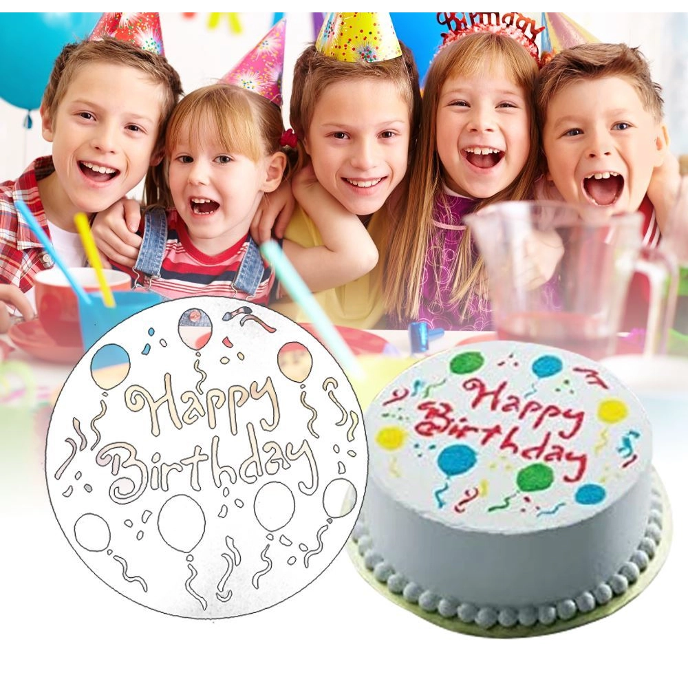 Šablony na zdobení dortu Happy Birthday 4 ks